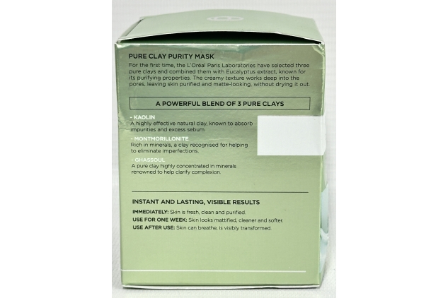 L'Oreal Paris Pure Clay Purity Mattifying Eucalyptus Face Mask 50 ml (Pack of 1)