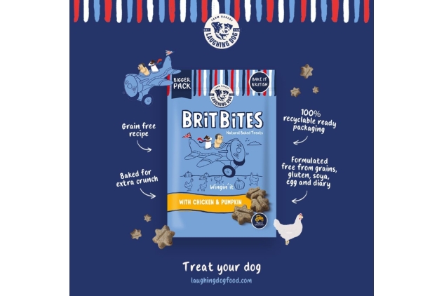 Laughing Dog - Brit Bites - Grain Free Naturally Oven Baked Dog Treats with Chicken & Pumpkin - 175g | Best Before Date 31/07/2024