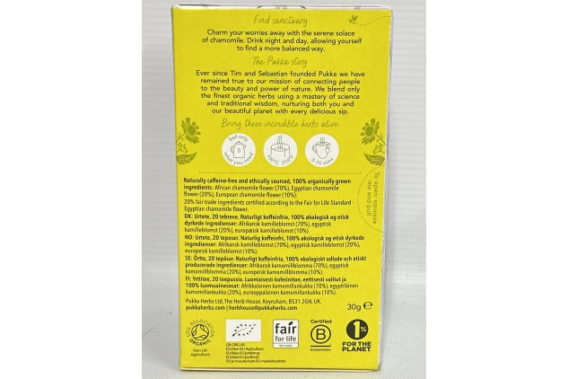 Pukka Herbs Three Chamomile, Organic Herbal Tea, Total 80 Tea bags, 120g (Pack of 4)