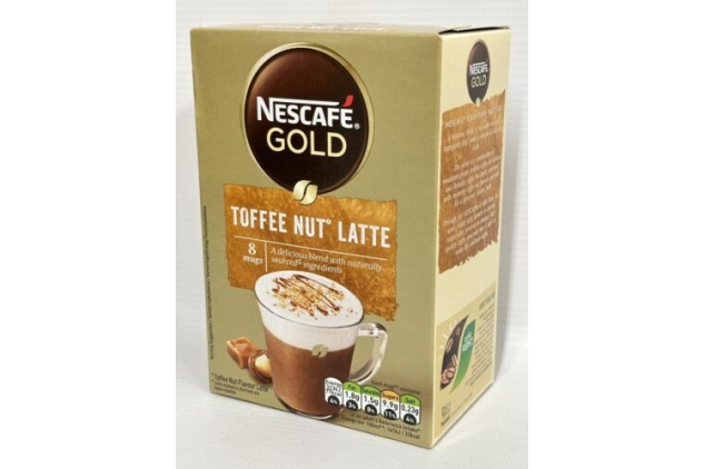 Nescafe Gold Toffee Nut Latte Instant Coffee 8 Sachets | Pack of 6 | 48 Servings