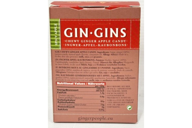 Gin Gins Chewy Ginger Spicy Apple Candy Sweet 4 X 84g Packs | The Ginger People