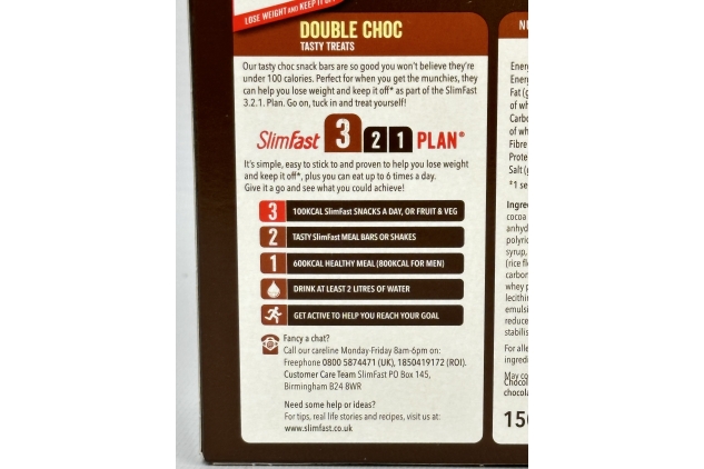 SlimFast Snack Bar Low Calorie Snack Double Choc Flavour 30x26g Multipack 03/23 4