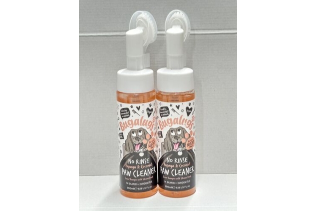 Bugalugs Dog Paw Mud Cleaner No Rinse Foam Cat & Dog shampoo Soft Brush 2x200ml