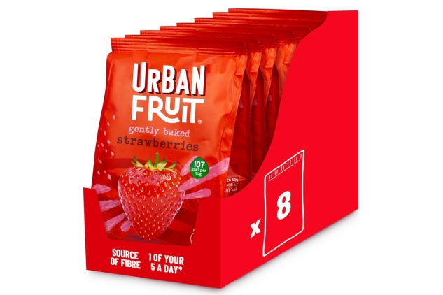 URBAN FRUIT Strawberry - Gently Baked Fruit - No Added Sugar - Healthy - Vegan - 8 x 90 g