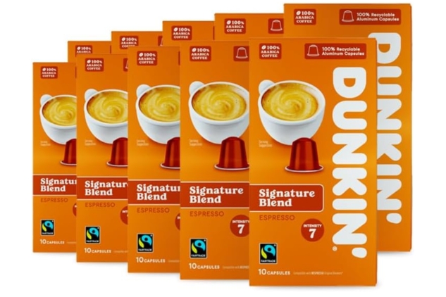 Dunkin’ - Signature Blend Espresso Coffee Pods - Nespresso Compatible Capsules - 10 Servings x 10 Packs | BEST BEFORE DATE 23/08/2023