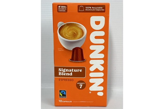 Dunkin’ - Signature Blend Espresso Coffee Pods - Nespresso Compatible Capsules - 10 Servings x 10 Packs | BEST BEFORE DATE 23/08/2023