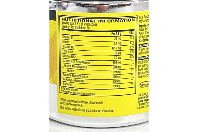 C4 Original Pre Workout Food Supplement Icy Blue Raspberry 30 Servings | Best Before Date 26/04/2024