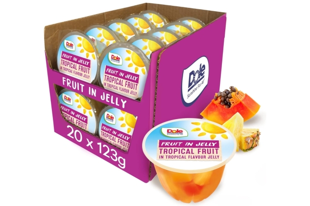 Dole Tropical Fruit in Jelly Fruit Pots 20 x 123g, Assorted Fruits, Healthy Snack, No Added Sugar Fruit Cocktail Bowls, Perfect for Breakfast & Dessert or Adding to Recipes | BEST BEFORE DATE 15/06/2024