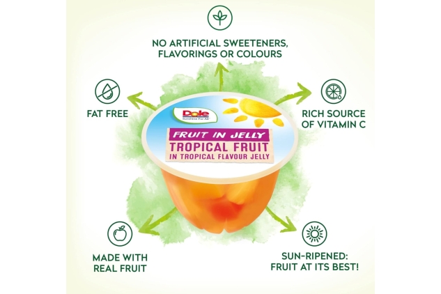 Dole Tropical Fruit in Jelly Fruit Pots 20 x 123g, Assorted Fruits, Healthy Snack, No Added Sugar Fruit Cocktail Bowls, Perfect for Breakfast & Dessert or Adding to Recipes | BEST BEFORE DATE 15/06/2024