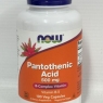 NOW Foods Vitamin B5 Pantothenic Acid 500mg 100 Vegetarian Capsules Metabolism | BBE 30/09/2024