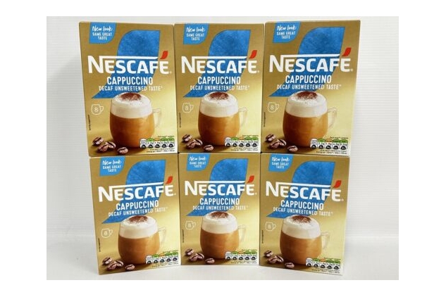 Nescafe Cappuccino Decaf Unsweetened Taste Instant Coffee 8 X 6 Pack 48 Servings