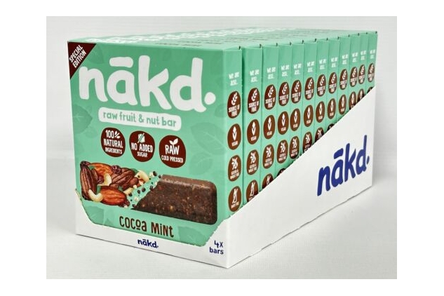 Nakd Cocoa Mint Fruit & Nut Bars Vegan Chocolate Alternative 48 X 35g