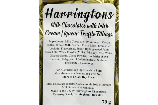 Walkers Milk Chocolates With Irish Cream Liqueur Truffle Fillings 2 X 70g Packs