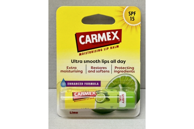 CARMEX Lime Flavour SPF15 Lip Balm Stick 4.25g Restores and protects,healthy hydrated lips all day