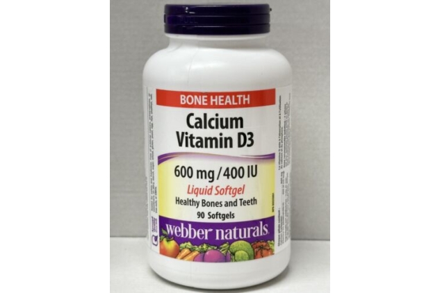 Webber Naturals Calcium Vitamin D3 | 90 Softgels 600mg/400IU Healthy Bones Teeth