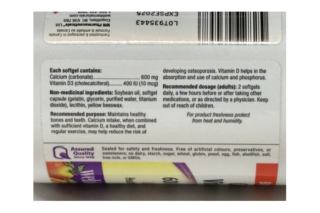 Webber Naturals Calcium Vitamin D3 | 90 Softgels 600mg/400IU Healthy Bones Teeth