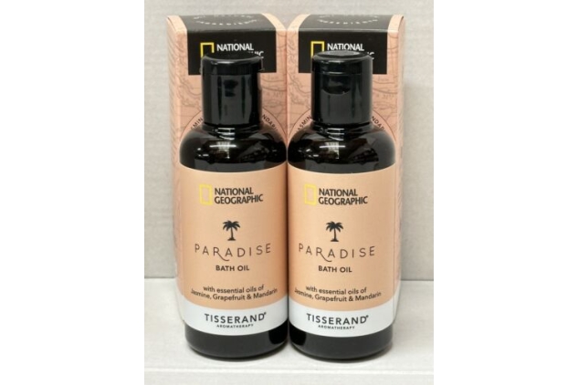 2 X Tisserand National Geographic Paradise Bath Oil 100ml Jasmine Grapefruit