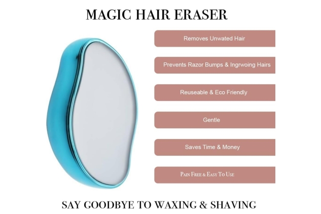 Reusable Crystal Hair Eraser for Effortless Hair Removal. Experience The Magic of Crystal Hair Remover with Gentle Skin Exfoliation. Perfect for Men and Women | Silver Colour