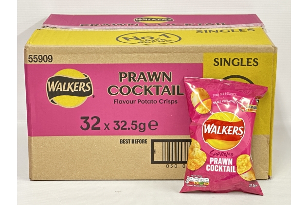 Walkers Prawn Cocktail Crisps Full Box 32 x 32.5g | Best Before Date 18/05/2024