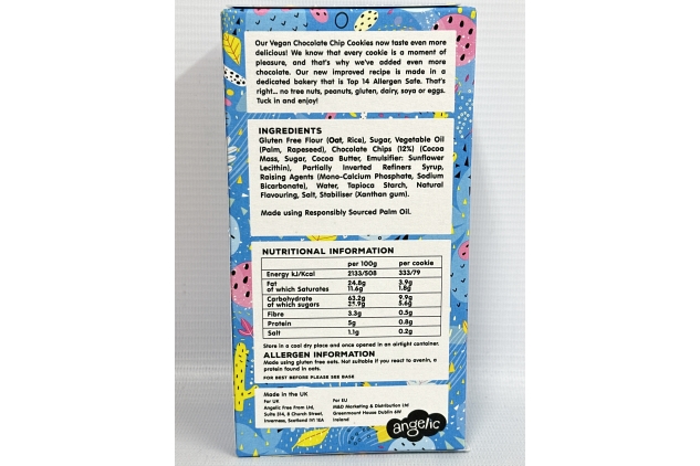 Angelic Free From 3 Mixed Box Vegan & Gluten Free Cookies. 3 Boxes Of Dairy, Nuts, Soya, Egg, Peanut Free Biscuits. Allergy Safe Snacks. (1x Chocolate Chip, 1x Double Chocolate, 1x Ginger & Chocolate) BEST BEFORE DATE 15/06/2024