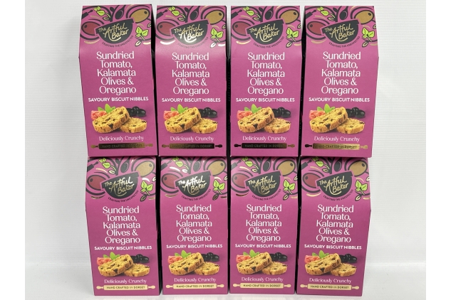 Artful Baker Sundried Tomato, Kalamata Olives & Oregano Biscuit Nibbles 8 X 100g | BEST BEFORE DATE 30/05/2024