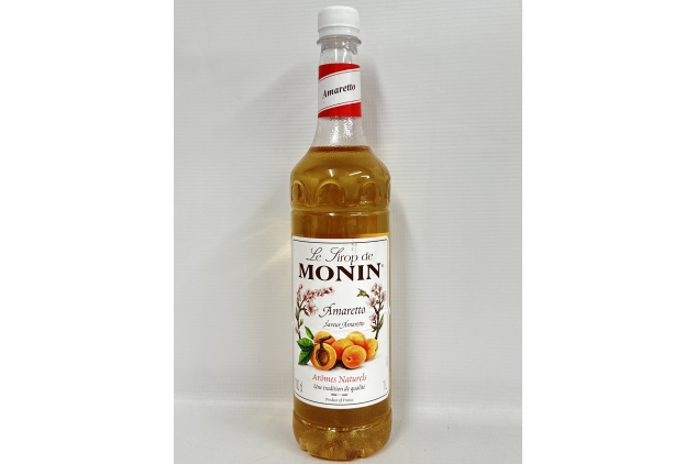 MONIN Premium Amaretto Syrup 1L for Coffee and Cocktails. Vegan-Friendly, Allergen-Free, 100% Natural Flavours and Colourings. Sugar Syrup | BBE 31/07/2024