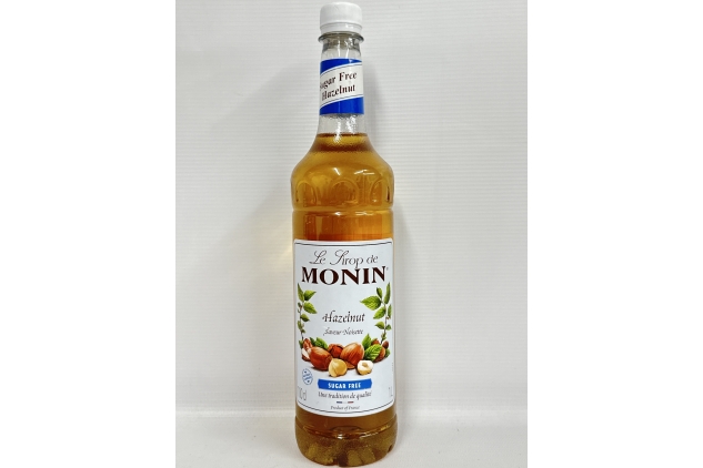 MONIN Premium Hazelnut Sugar Free Syrup 1L for Coffee and Cocktails. Vegan-Friendly, 100% Natural Flavours and Colourings. Sugar-Free Hazelnut Coffee Syrup