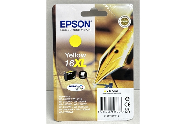 Epson 16XL Yellow Pen & Crossword High Yield Genuine, DURABrite Ultra Ink, XL High Capacity