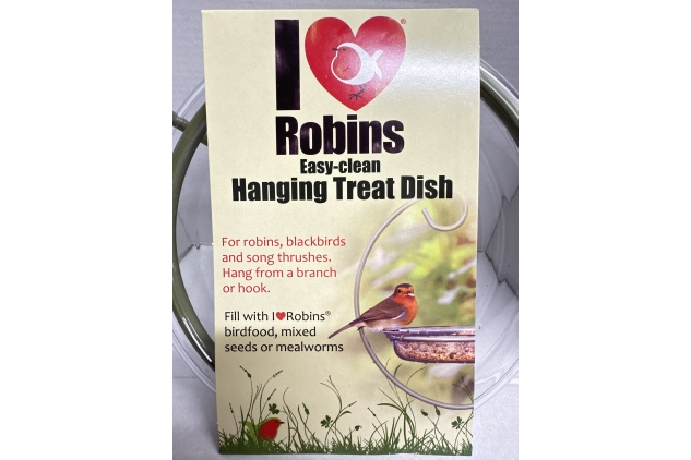 Mealworm and Robin bird feeder - Jacobi Jayne Easy-Clean Hanging Treat Dish - Ideal for Bird Seed, Mealworms & table scraps - Hanging bird feeder for wild bird food (Hanging Treat Dish)