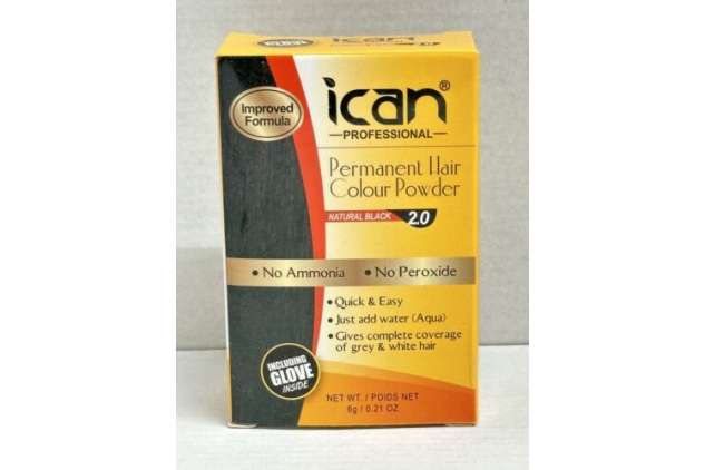 ican Permanent Powder Hair Dye-No Ammonia No Peroxide 2.0 Natural Black 12 Pack