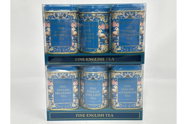 English Teas 3x Song Thrush and Berries Mini Tea Tins - English Breakfast, Earl Grey and English Afternoon (Pack Of 2)