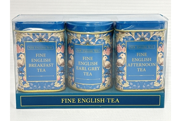 English Teas 3x Song Thrush and Berries Mini Tea Tins - English Breakfast, Earl Grey and English Afternoon (Pack Of 2)