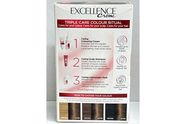 L'Oreal Paris Excellence Creme Permanent Hair Dye, Radiant At-Home Hair Colour with up to 100% Grey Coverage, Pro-Keratin, Up to 8 Weeks of Colour, 6 Natural Light Brown