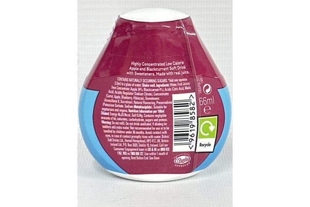 Robinsons Mini Apple & Blackcurrant On-The-Go Squash 66ml | No Added Sugar (Pack Of 6) BBE 31/08/2024