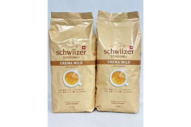 Schwiizer Schuumli Crema Mild Whole Beans 2 X 1kg - Intensity 2/5 | BBE 30/09/2024