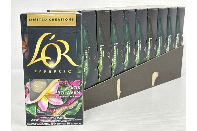 L'OR Espresso Limited Creations - Laos Bolaven Volcanic Terroir Arabica Coffee Pods x10 (Pack of 10, Total 100 Capsules) BEST BEFORE DATE 27/09/2023