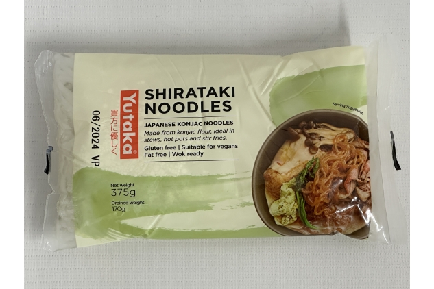 Yutaka White Shirataki Noodles, 375g Net / 170g drained | Authentic Japanese Konjac Noodles | Multipack of 12 | Vegan | Gluten Free | High Fibre | Almost Zero carb or calories | BEST BEFORE DATE 30/06/2023