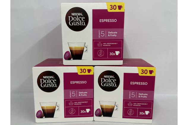 Nescafe Dolce Gusto Espresso Coffee Pods (Pack of 3, Total 90 Capsules)