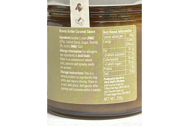 Joe & Seph's Brandy Butter Caramel Sauce, 230 g | BEST BEFORE DATE 21/03/2024