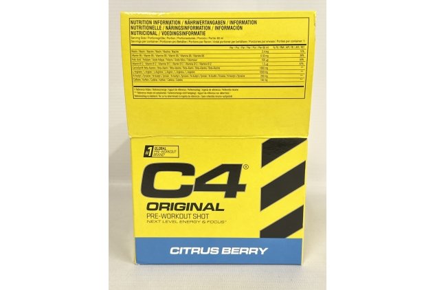 C4 Original Pre Workout Shot | Citrus Berry Flavour Energy Shots, 12 x 60ml Bottles | Sugar Free Energy Drink with 150g Caffeine, Beta Alanine, L Arginine, Vitamin B6, Vitamin B12, Amino Acids