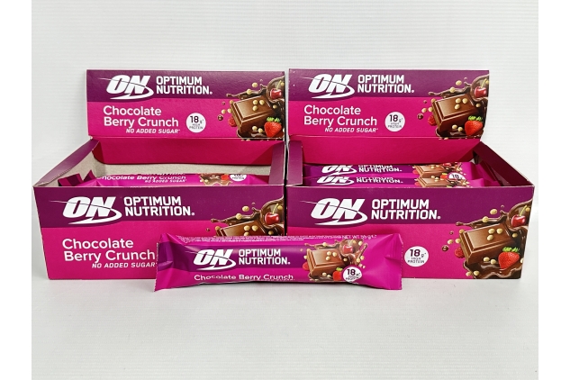 Optimum Nutrition Chocolate Berry Crunch Protein Bars, On-The-Go Pre-Workout and Post-Workout Vegetarian Gym Snack for Men and Women, No Added Sugar Healthy Snacks, 12 X 55 g (Pack Of 2) Best Before Date 31/08/2024