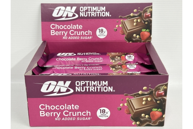 Optimum Nutrition Chocolate Berry Crunch Protein Bars, On-The-Go Pre-Workout and Post-Workout Vegetarian Gym Snack for Men and Women, No Added Sugar Healthy Snacks, 12 X 55 g (Pack Of 2) Best Before Date 31/08/2024