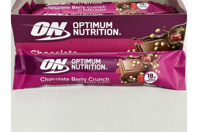 Optimum Nutrition Chocolate Berry Crunch Protein Bars, On-The-Go Pre-Workout and Post-Workout Vegetarian Gym Snack for Men and Women, No Added Sugar Healthy Snacks, 12 X 55 g (Pack Of 2) Best Before Date 31/08/2024