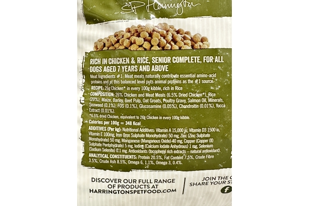 Harringtons Complete Senior Dry Dog Food Chicken & Rice 15kg