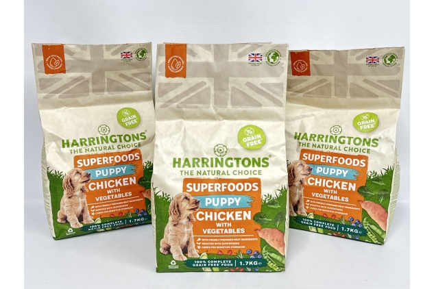 Harringtons Superfoods Puppy Complete Grain Free Hypoallergenic Chicken with Veg Dry Dog Food 1.7kg (Pack of 4) Bulk Buy Deal