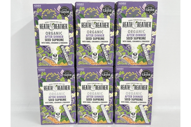 Heath & Heather Organic After Dinner Seed Supreme Teabags (6 Packs of 20, Total 120) Individually Wrapped Caffeine-Free Herbal Tea Infusions