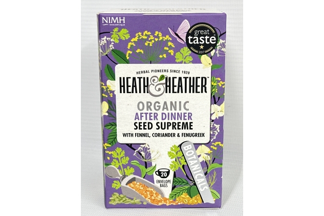 Heath & Heather Organic After Dinner Seed Supreme Teabags (6 Packs of 20, Total 120) Individually Wrapped Caffeine-Free Herbal Tea Infusions