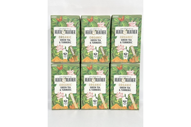 Heath & Heather Organic Green Tea & Turmeric 20 Envelope Bags (Pack Of 6)