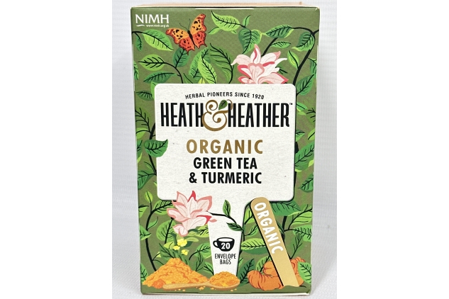 Heath & Heather Organic Green Tea & Turmeric 20 Envelope Bags (Pack Of 6)