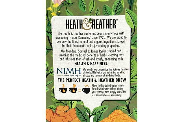 Heath & Heather Organic Green Tea & Turmeric 20 Envelope Bags (Pack Of 6)